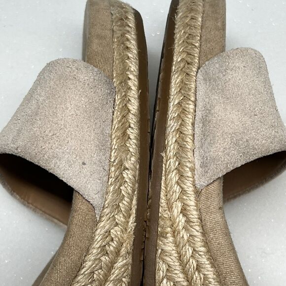 UGG Australia Trina Suede Espadrille Sandals Womens 6 Wedge Ribbon Tie Nude - Picture 12 of 13